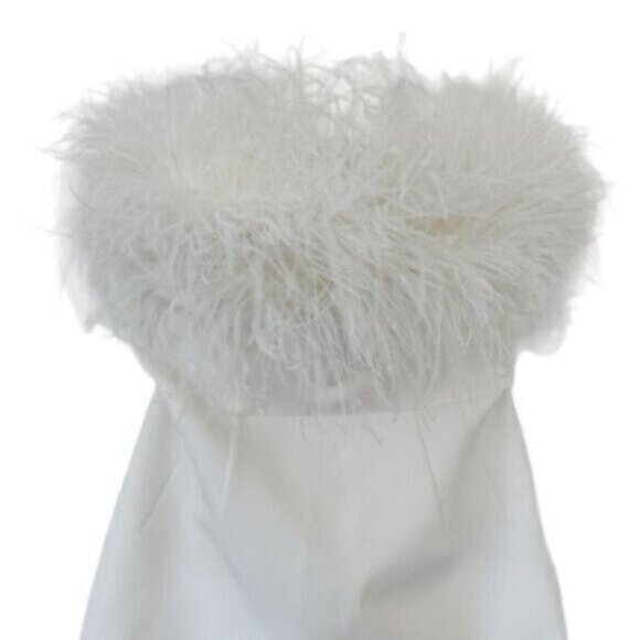 Bronx and Banco Lola Feather White Ivory Bridal Strapless Mini Dress Size S - Picture 4 of 15